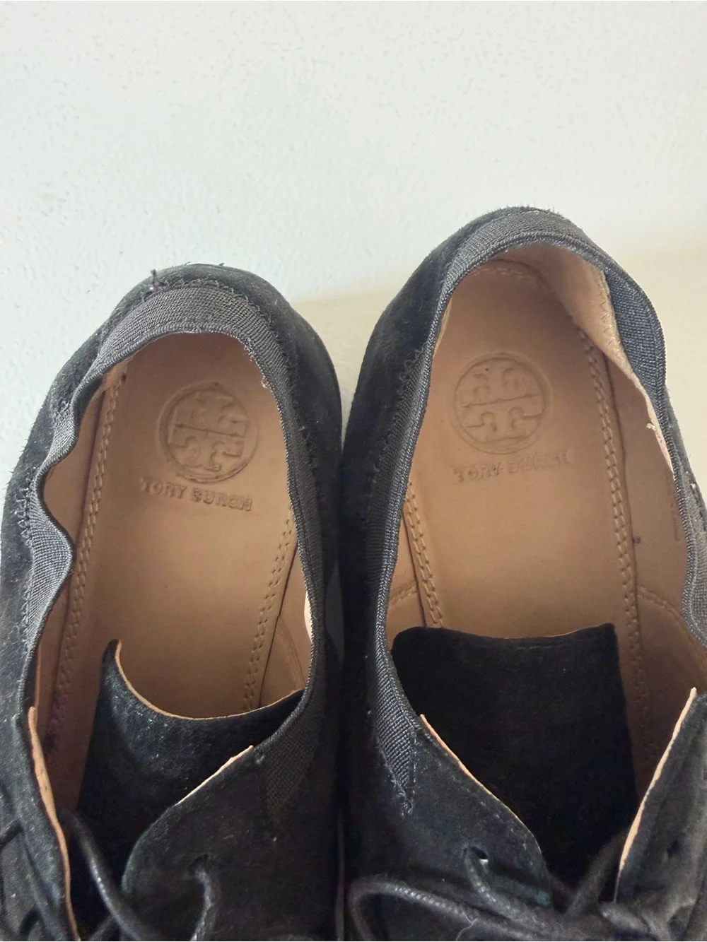 Tory Burch Black Suede Lace Up Oxford Shoes Loafers Size 8.5